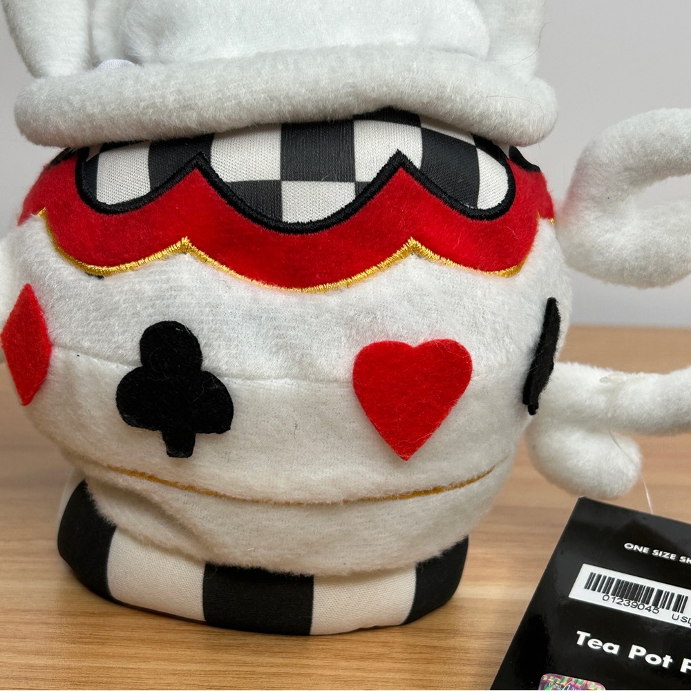 Spirit Halloween Tea Pot Purse Plush Red White Black Novelty Bag Hearts Spade - Picture 12 of 16